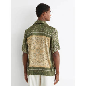 REISS Vicente Paisley-Print Cuban-Collar Shirt